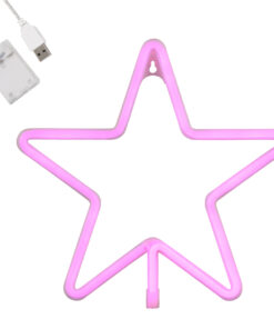 GloboStar® 78586 Φωτιστικό Ταμπέλα Φωτεινή Επιγραφή NEON LED Σήμανσης STAR 5W με Καλώδιο Τροφοδοσίας USB - Μπαταρίας 3xAAA (Δεν Περιλαμβάνονται) - Ροζ