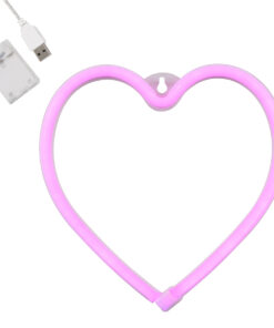 GloboStar® 78592 Φωτιστικό Ταμπέλα Φωτεινή Επιγραφή NEON LED Σήμανσης HEART 5W με Καλώδιο Τροφοδοσίας USB - Μπαταρίας 3xAAA (Δεν Περιλαμβάνονται) - Ροζ