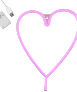 GloboStar® 78593 Φωτιστικό Ταμπέλα Φωτεινή Επιγραφή NEON LED Σήμανσης HEART LINE 5W με Καλώδιο Τροφοδοσίας USB - Μπαταρίας 3xAAA (Δεν Περιλαμβάνονται) - Ροζ