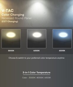 18W CCT Στρογγυλό Φ220 Χωνευτό LED Panel 2640lm – V-TAC Cree Chip 6yrs Wty 78646VT
