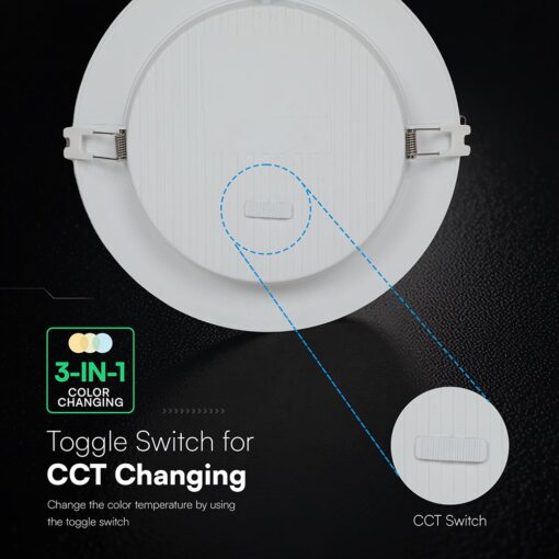 18W CCT Στρογγυλό Φ220 Χωνευτό LED Panel 2640lm – V-TAC Cree Chip 6yrs Wty 78646VT