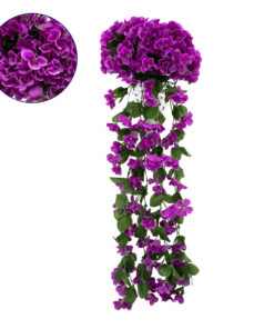 GLOBOSTAR® PHLOX 78051 Τεχνητό Κρεμαστό Φυτό Φλόξ - Βιολετί & Πράσινο - Μ30 x Π30 x Υ80cm