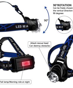 GloboStar® 79055 Φακός Κεφαλής Επαναφορτιζόμενος LED CREE XML2-T6 Chip 10 Watt 800lm με 2 x 18650 Μπαταρίες 5200mAh – Ψυχρό Λευκό 6000K – Μ8.5 x Π6.5 x Υ7cm