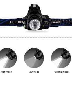 GloboStar® 79055 Φακός Κεφαλής Επαναφορτιζόμενος LED CREE XML2-T6 Chip 10 Watt 800lm με 2 x 18650 Μπαταρίες 5200mAh – Ψυχρό Λευκό 6000K – Μ8.5 x Π6.5 x Υ7cm