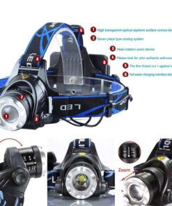 GloboStar® 79055 Φακός Κεφαλής Επαναφορτιζόμενος LED CREE XML2-T6 Chip 10 Watt 800lm με 2 x 18650 Μπαταρίες 5200mAh – Ψυχρό Λευκό 6000K – Μ8.5 x Π6.5 x Υ7cm