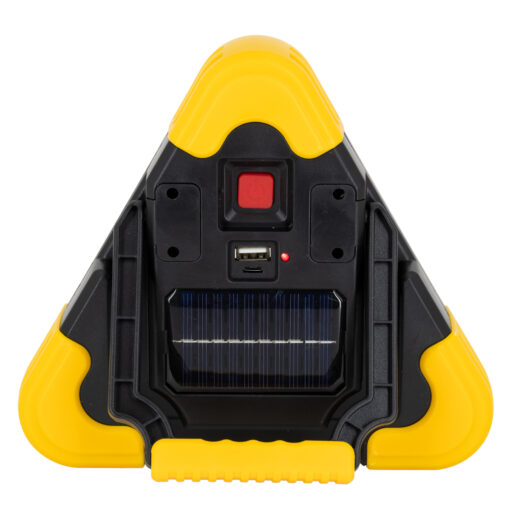 GloboStar® 79080 Φορητό Επαναφορτιζόμενο Τρίγωνο Ασφαλείας – Προβολέας Εργασίας LED COB 15W 1500lm με Ενσωματωμένη Μπαταρία 1200mAh & Φωτοβολταϊκό Πάνελ – 5 Light Modes & Power Bank με Καλώδιο Φόρτισης USB Αδιάβροχο IP54 Ψυχρό Λευκό 6000K