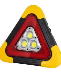GLOBOSTAR® HELPLAMP 79081 Προβολέας Φακός Τρίγωνο Ασφαλείας LED 35W 3500lm 120° DC 5V με Φωτοβολταϊκό Panel 5V 0.3W & Επαναφορτιζόμενη Μπαταρία Li-ion 3.2V 2000mAh Αδιάβροχο IP54 Ψυχρό Λευκό 6000K - Sanan COB Chip - Κόκκινο & Κίτρινο - Μ27 x Π5 x Υ24cm - 2 Χρόνια Εγγύηση
