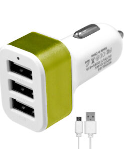 Globostar® 79502 Πράσινος Φορτιστής Αυτοκινήτου DC 12-24V με 3 Εξόδους USB DC 5V Max 3.1A 20W και Καλώδιο USB σε Type-C