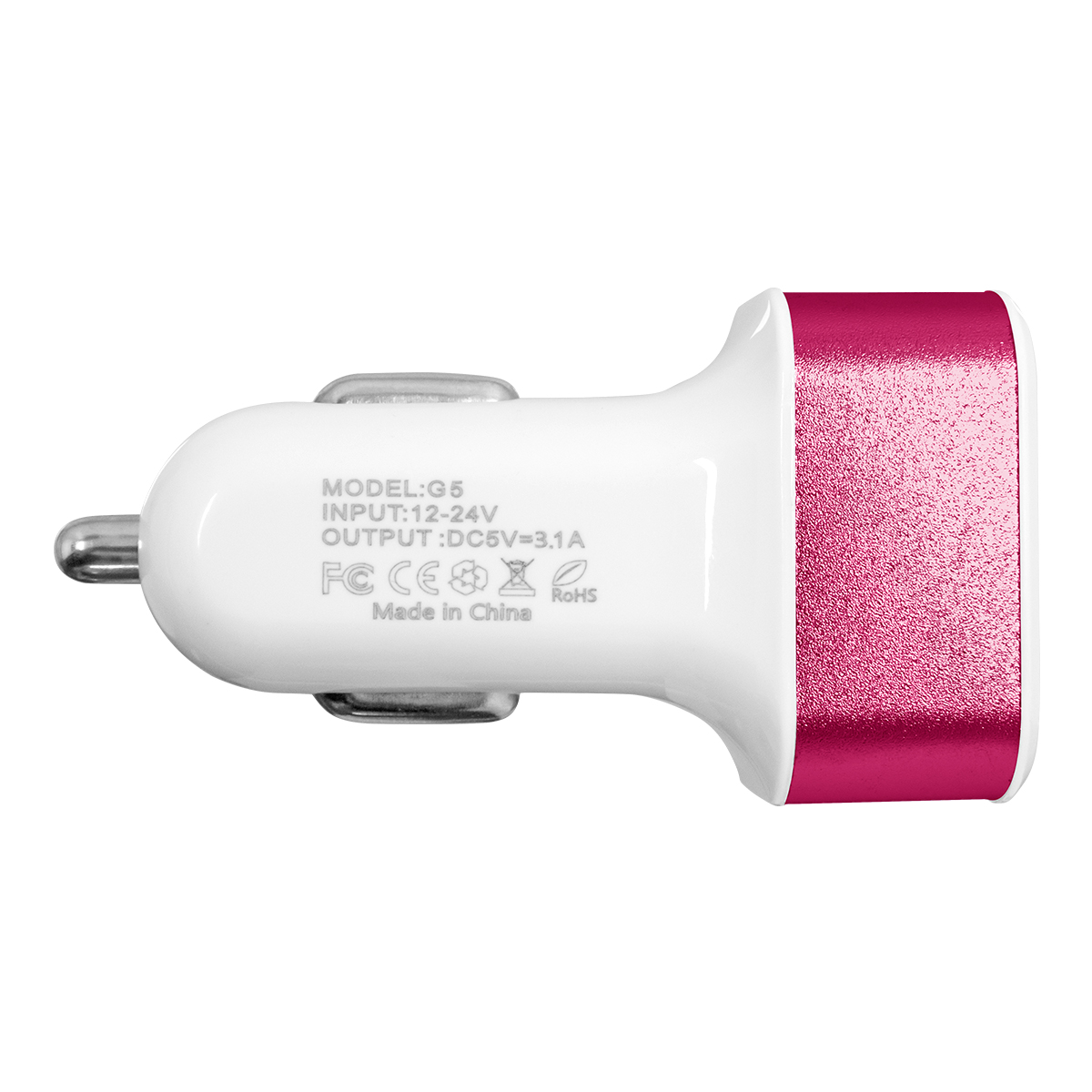 Globostar® 79504 Ροζ Φορτιστής Αυτοκινήτου DC 12-24V με 3 Εξόδους USB DC 5V Max 3.1A 20W και Καλώδιο USB σε Type-C - Image 3