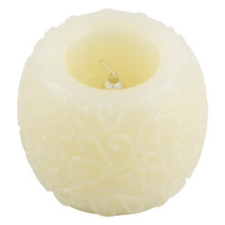 GloboStar® CANDLE 79537 Διακοσμητικό Realistic Κερί με LED Εφέ Κινούμενης Φλόγας - Μπαταρίας 3 x LR1130 Θερμό Λευκό 2700K Μπεζ D6 x H5cm
