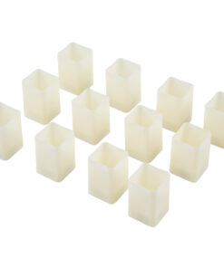 GloboStar® CANDLE 79539 ΣΕΤ 12 x Διακοσμητικά Realistic Κεράκια με LED Εφέ Κινούμενης Φλόγας - Μπαταρίας 12 x CR2032 Θερμό Λευκό 2700K Μπεζ L3.7 x W3.7 x H5.5cm