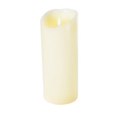 GLOBOSTAR® FIREFLAME 79544 Διακοσμητικό Κερί Παραφίνης με Εφέ Κινούμενης Φλόγας & IR Ασύρματο Χειριστήριο LED 0.5W 25lm 180° DC 3V με 2xAA Μπαταρίες IP20 Θερμό Λευκό 2700K Dimmable - Μπεζ - Μ10 x Π10 x Υ25cm - 2 Χρόνια Εγγύηση