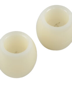 GloboStar® CANDLE 79549 ΣΕΤ 2 x Διακοσμητικά Realistic Κεράκια με LED Εφέ Κινούμενης Φλόγας - Μπαταρίας 2 x CR2032 Θερμό Λευκό 2700K Μπεζ D6 x H5cm