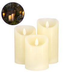 GLOBOSTAR® FIREFLAME 79555 Διακοσμητικό Κερί Παραφίνης με Εφέ Κινούμενης Φλόγας & IR Ασύρματο Χειριστήριο LED 0.5W 25lm 120° DC 3V με 2xAA Μπαταρίες IP20 Θερμό Λευκό 2700K Dimmable - Μ7.5 x Π7.5 x Υ15cm - Πακέτο 3 Τεμαχίων - 1 Χρόνο Εγγύηση