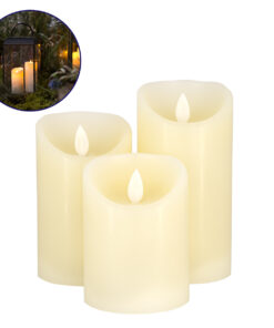 GLOBOSTAR® FIREFLAME 79555 Διακοσμητικό Κερί Παραφίνης με Εφέ Κινούμενης Φλόγας & IR Ασύρματο Χειριστήριο LED 0.5W 25lm 120° DC 3V με 2xAA Μπαταρίες IP20 Θερμό Λευκό 2700K Dimmable - Μ7.5 x Π7.5 x Υ15cm - Πακέτο 3 Τεμαχίων - 1 Χρόνο Εγγύηση