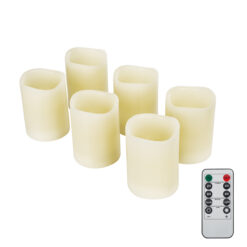 GLOBOSTAR® FIREFLAME 79566 Διακοσμητικό Κερί Παραφίνης με Εφέ Κινούμενης Φλόγας & IR Ασύρματο Χειριστήριο LED 0.5W 25lm 180° DC 3V με 2xAA Μπαταρίες IP20 Θερμό Λευκό 2700K Dimmable - Μπεζ - Μ7.6 x Π7.6 x Υ10cm - Πακέτο 6 Τεμαχίων - 2 Χρόνια Εγγύηση