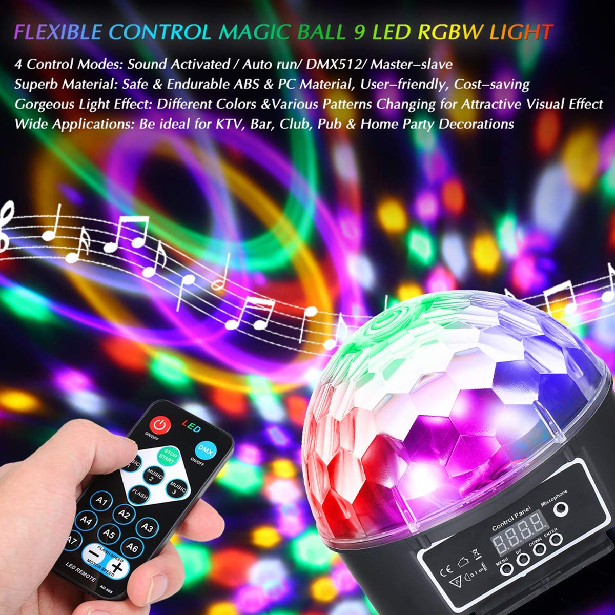 GLOBOSTAR® DISCOBALL 79602 Disco Μπάλα Φωτορυθμικό με RF Ασύρματο Χειριστήριο LED 20W 1000lm 180° AC 220-240V IP20 Πολύχρωμο RGB DMX512- Μ17 x Π17 x Υ15cm - 2 Χρόνια Εγγύηση - Image 7