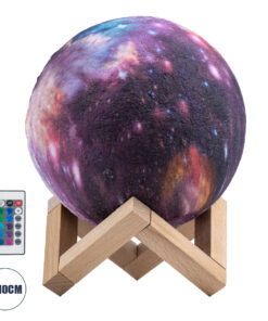 GloboStar® MOON 79616 Επιτραπέζιο Φωτιστικό Πορτατίφ LED 4W 200lm 360° DC 5V IP20 RGBW Dimmable Πολύχρωμο Πλαστικό με Μπεζ Ξύλο - Μ15 x Π15 x Υ19cm - 2 Xρόνια Εγγύηση