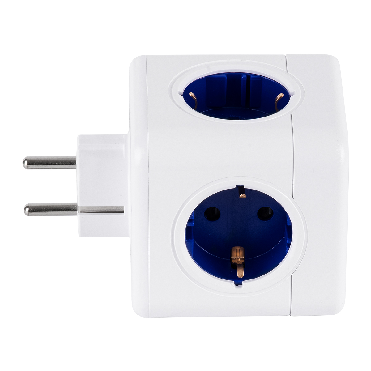 GLOBOSTAR® POWERCUBE 79629 Πολύπριζο 5 Θέσεων με 5 x EU Schuko Πρίζες Ασφαλείας Childproof AC 220-240V 3680W/16A Max Load IP20 - Λευκό & Μπλε - Μ7.5 x Π11.5 x Υ7.5cm - Image 6