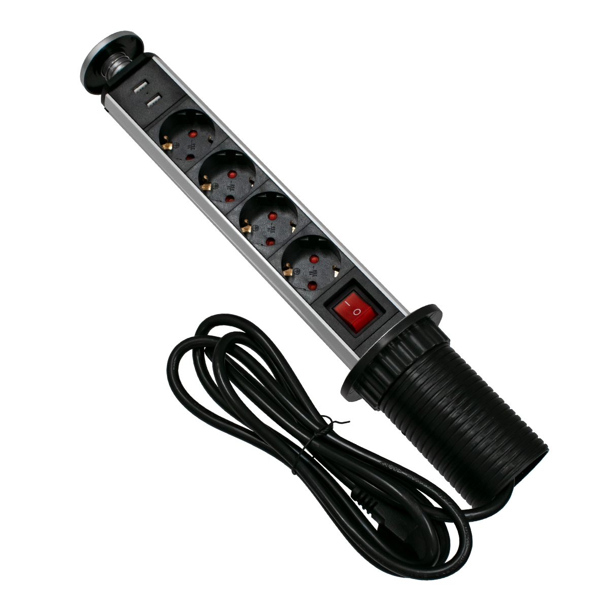 GloboStar® 79631 Χωνευτό Πτυσσόμενο Πολύμπριζο με 4 Πρίζες Ασφαλείας EU Σούκο AC 230V Max 4000W & 2 Εξόδους USB DC 5V Max 3A 18W & Ενσωματωμένο Διακόπτη Οn/Off - Image 3