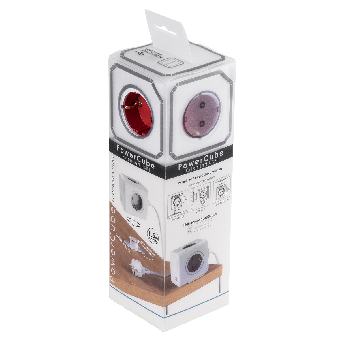 GloboStar® TRAVEL PowerCube PRO Certified 79642 Πολύπριζο 6 Θέσεων με 1.5m Kαλώδιο - 4 Πρίζες Ασφαλείας Childproof EU Schuko AC 220-240V & 2 Πρίζες USB Max 2.1A/DC 5V Μ7.5 x Π7.5 x Υ7.5 - Λευκό με Κόκκινο - Max Load 3680W/16A - Image 11