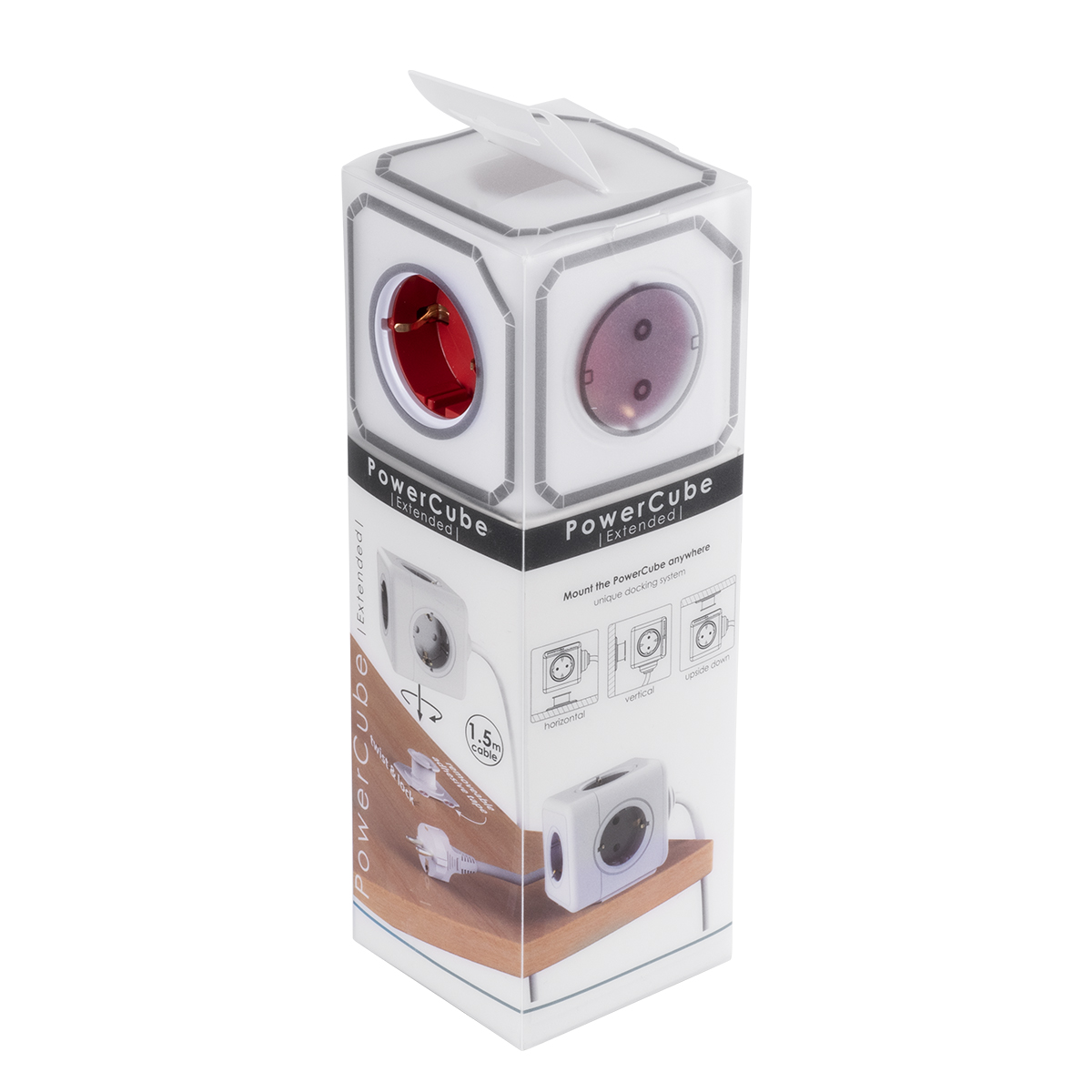GloboStar® TRAVEL PowerCube PRO Certified 79645 Πολύπριζο 5 Θέσεων με 1.5m Kαλώδιο - 5 Πρίζες Ασφαλείας Childproof EU Schuko AC 220-240V Μ7.5 x Π11.5 x Υ7.5 - Λευκό με Κόκκινο - Max Load 3680W/16A - Image 11