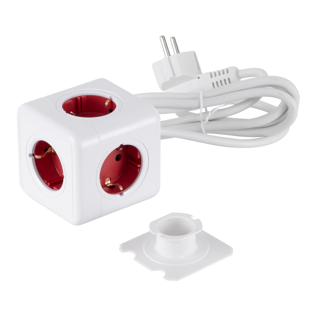 GloboStar® TRAVEL PowerCube PRO Certified 79645 Πολύπριζο 5 Θέσεων με 1.5m Kαλώδιο - 5 Πρίζες Ασφαλείας Childproof EU Schuko AC 220-240V Μ7.5 x Π11.5 x Υ7.5 - Λευκό με Κόκκινο - Max Load 3680W/16A - Image 10