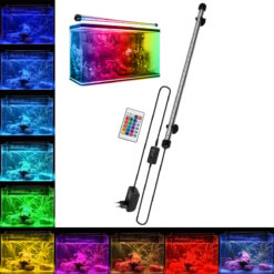GLOBOSTAR® AQUARIUS 79673 Φωτιστικό Ενυδρείου με IR Ασύρματο Χειριστήριο LED 5.5W 275lm 180° AC 220-240V Αδιάβροχο IP68 Πολύχρωμο RGB Dimmable - Sanan SMD Chip - Μαύρο - Μ48 x Π2.5 x Υ2.5cm - 2 Χρόνια Εγγύηση