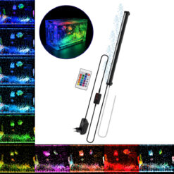 GLOBOSTAR® AQUARIUS 79676 Φωτιστικό Ενυδρείου με Οξυγονωτή & IR Ασύρματο Χειριστήριο LED 18W 900lm 180° AC 220-240V Αδιάβροχο IP68 Πολύχρωμο RGB Dimmable - Sanan SMD Chip - Μαύρο - Μ45 x Π2.8 x Υ1.3cm - 2 Χρόνια Εγγύηση