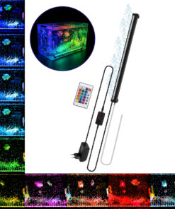 GLOBOSTAR® AQUARIUS 79676 Φωτιστικό Ενυδρείου με Οξυγονωτή & IR Ασύρματο Χειριστήριο LED 18W 900lm 180° AC 220-240V Αδιάβροχο IP68 Πολύχρωμο RGB Dimmable - Sanan SMD Chip - Μαύρο - Μ45 x Π2.8 x Υ1.3cm - 2 Χρόνια Εγγύηση