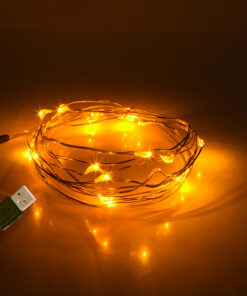 GLOBOSTAR® STRINGLIGHT 79710 Γιρλάντα 2m 20 LED 1.2W 60lm 360° DC 5V με USB 2.0 IP20 Ultra Θερμό Λευκό 2200Κ Dimmable - Χάλκινο - Μ200 x Π0.6 x Υ0.6cm - 1 Χρόνο Εγγύηση