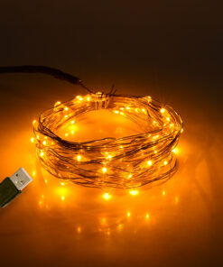 GloboStar®  79711 Διακοσμητική Γιρλάντα 5 Μέτρων 50 LED USB 5 Volt 3 Watt με Χάλκινο Συρμάτινο Καλώδιο Θερμό Λευκό 1600K