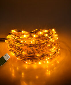 79712 Διακοσμητική Γιρλάντα 10 Μέτρων 100 LED USB 5 Volt 6 Watt με Χάλκινο Συρμάτινο Καλώδιο Θερμό Λευκό 1600K