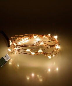 GloboStar® 79720 Διακοσμητική Γιρλάντα 2 Μέτρων 20 LED USB 5 Volt 1.2 Watt με Χάλκινο Συρμάτινο Καλώδιο Θερμό Λευκό 3000K