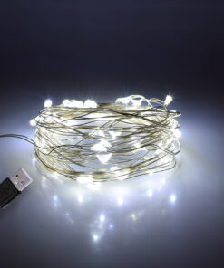 79731 Διακοσμητική Γιρλάντα 5 Μέτρων 50 LED USB 5 Volt 3 Watt με Ασημένιο Συρμάτινο Καλώδιο Ψυχρό Λευκό 6000K