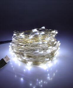 79732 Διακοσμητική Γιρλάντα 10 Μέτρων 100 LED USB 5 Volt 6 Watt με Ασημένιο Συρμάτινο Καλώδιο Ψυχρό Λευκό 6000K