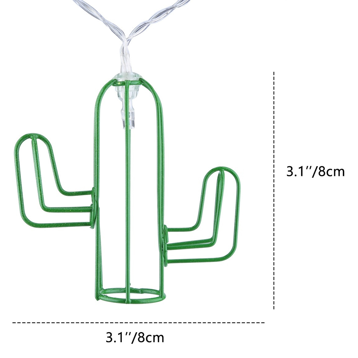 79802 Διακοσμητική Γιρλάντα Green Cactus 6 Μέτρα με Διακόπτη On/Off - 40 LED 4W με Μπαταρίες 3xAA & Διάφανο Καλώδιο IP20 Ψυχρό Λευκό 6000K Μ6m - Image 4