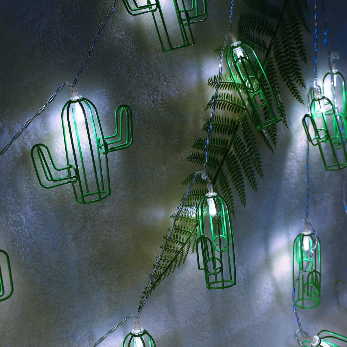 79802 Διακοσμητική Γιρλάντα Green Cactus 6 Μέτρα με Διακόπτη On/Off - 40 LED 4W με Μπαταρίες 3xAA & Διάφανο Καλώδιο IP20 Ψυχρό Λευκό 6000K Μ6m - Image 6