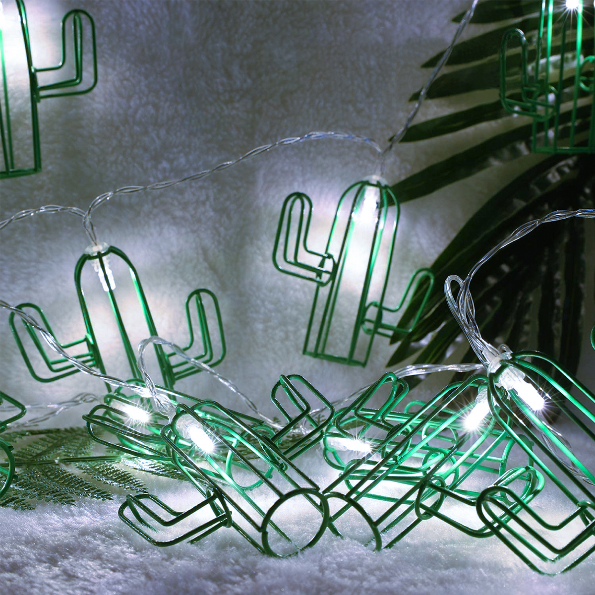 79802 Διακοσμητική Γιρλάντα Green Cactus 6 Μέτρα με Διακόπτη On/Off - 40 LED 4W με Μπαταρίες 3xAA & Διάφανο Καλώδιο IP20 Ψυχρό Λευκό 6000K Μ6m - Image 7