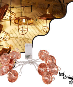 79807 Διακοσμητική Γιρλάντα Bronze Lamp 2 Μέτρα με Διακόπτη On/Off - 10 LED 1W με Μπαταρίες 2xAA & Διάφανο Καλώδιο IP20 Θερμό Λευκό 2700K Μ2m