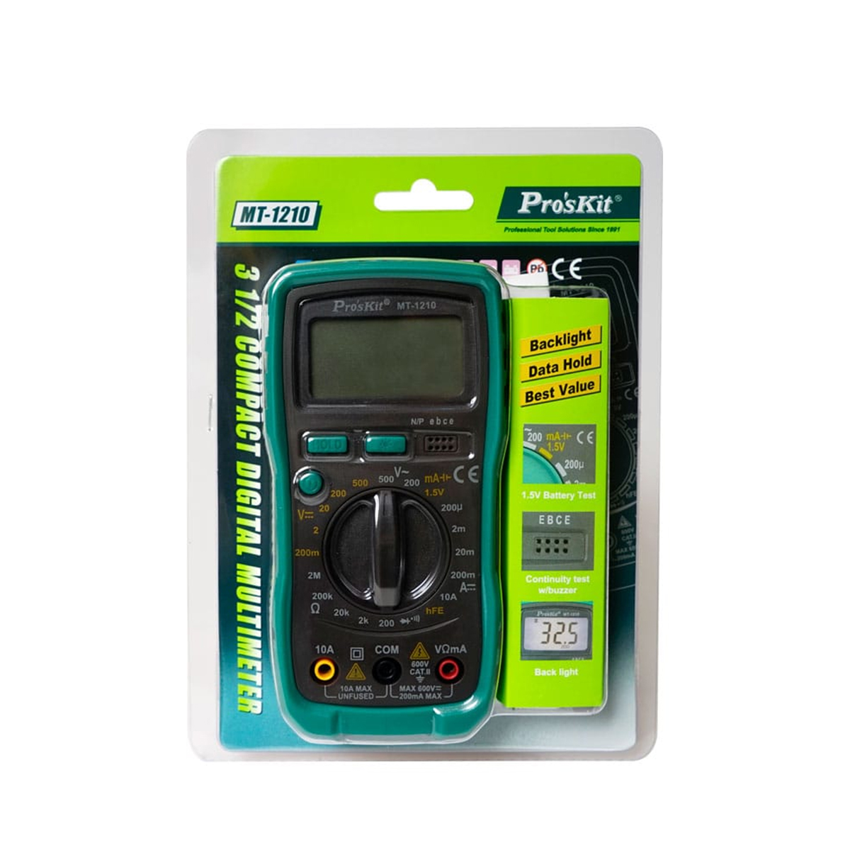GloboStar® 79982 Ψηφιακό Πολύμετρο Proskit MT-1210 με Θήκη Προστασίας - Οθόνη 3 ½ - Buzzer και Βοηθητικό Φωτισμό - Image 13