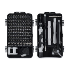 GLOBOSTAR® ELEKIT 79996 Ολοκληρωμένο Mini DIY ΚΙΤ με 115 Μικροεργαλεία σε 1 Βαλιτσάκι για Επισκευές Κινητών Τηλεφώνων, Laptop, Οπτικών & κλπ Μικροεπισκευών - Μαύρο & Λευκό - Μ15.5 x Π10 x Υ5cm