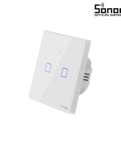 GloboStar® 80131 SONOFF T2EU2C-RF - 433MHz Wireless Smart Wall Touch Button Switch AC 100-240V Max 4A (2A/Way) 2 Way - RF Series