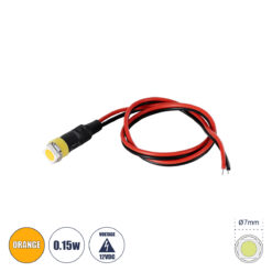 GloboStar® SMD-LED 81484 Υψηλής Ισχύος SMD LED 0.12W 15lm DC 12V - Φ0.7 x Υ2.3cm - Πορτοκαλί - Dimmable - 2 Χρόνια Εγγύηση