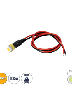 GloboStar® SMD-LED 81484 Υψηλής Ισχύος SMD LED 0.12W 15lm DC 12V - Φ0.7 x Υ2.3cm - Πορτοκαλί - Dimmable - 2 Χρόνια Εγγύηση