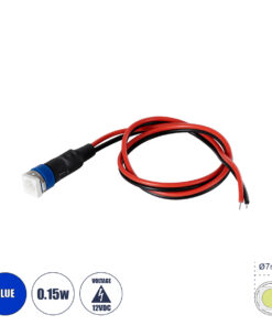GloboStar® SMD-LED 81487 Υψηλής Ισχύος SMD LED 0.12W 15lm DC 12V - Φ0.7 x Υ2.3cm - Μπλε - Dimmable - 2 Χρόνια Εγγύηση