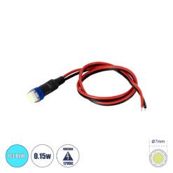 GloboStar® SMD-LED 81488 Υψηλής Ισχύος SMD LED 0.12W 15lm DC 12V - Φ0.7 x Υ2.3cm - Ice Blue - Dimmable - 2 Χρόνια Εγγύηση