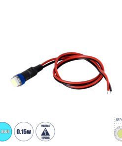 GloboStar® SMD-LED 81488 Υψηλής Ισχύος SMD LED 0.12W 15lm DC 12V - Φ0.7 x Υ2.3cm - Ice Blue - Dimmable - 2 Χρόνια Εγγύηση