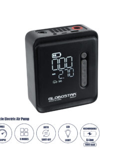 GloboStar® 81490 Φορητή Επαναφορτιζόμενη Ψηφιακή Τρόμπα - Κομπρέσορας Αέρος Αυτοκινήτου & Μοτοσυκλέτας - με Οθόνη LCD & Ενσωματωμένη Επαναφορτιζόμενη Μπαταρία Λιθίου 7800 mAh - Πίεση Αέρος Max 150 PSI - 5 Προγράμματα - Φακό LED - Power Bank με έξοδο USB 2.0 - Φορτιστή Αυτοκινήτου - Μ11.5 x Π5 x Υ13cm - 3 Χρόνια Εγγύηση