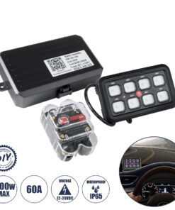 GloboStar® 81503 Ψηφιακό Πάνελ Ελέγχου Φωτισμού DIY Bluetooth για Οχήματα με 8 Διακόπτες On/Off DC 12-24V Max 1200W 60A Αδιάβροχο IP65 Μ12 x Π7 x Υ1.5cm - 2 Χρόνια Εγγύηση